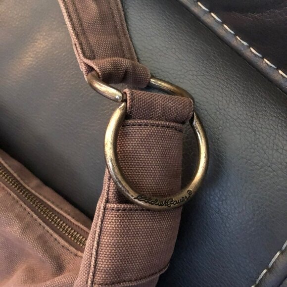 Eddie Bauer Vtg Green Canvas Purse Handbag Boho 80s 90s - Picture 2 of 10